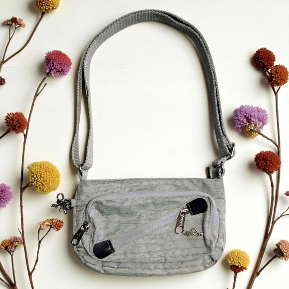 Kipling Gray Mini Crossbody Bag Lightweight Nylon Adjustable Strap Like New - Picture 16 of 16